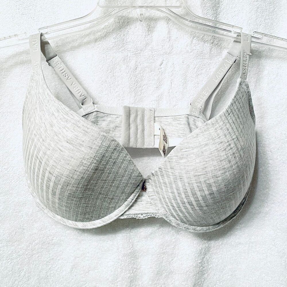 NWT 3 Laura Ashley 42D Comfort Push Up Soft Floral Cream Grey Underwire Bras - Picture 11 of 16